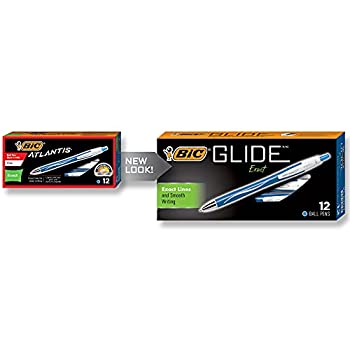 【中古】【輸入品・未使用】BIC Atlantis Exact ノック式ボールペン 細字 (0.7mm) ブルー 12本入り (パッケージは異なる場合があります)