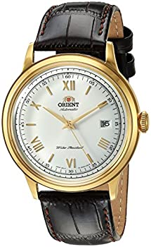 【中古】【インポート品・未当て嵌める】Orient メンズ \u0027第2時人 Bambino Ver.2\u0027 日本製自動小銃一巻き ステンレス鋼スチール写真\u0026なめし革 ドレスウォッチ 白いこと文字盤（ゴールドトーンケース）