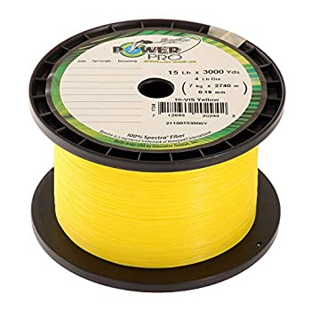 【中古】【インポート品・未当て嵌める】PowerPro 21100153000Y スペクトル編組釣り糸 15重量ポンド 3000yd 高視認性 黄色 一大きさ
