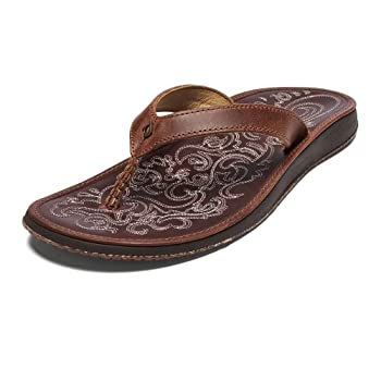 【中古】【輸入品・未使用】OLUKAI Paniolo Natural/Natural Womens Leather Sandals - 6