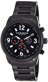 【中古】【輸入品・未使用】Akribos XXIV Men 's ak783bk多機能Swiss Quartz Movement Watch with Black Dial and Blackステンレススチールブレスレット