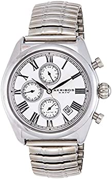 【中古】【輸入品・未使用】Akribos XXIV Men 's ak827ss Quartz Movement Watch with Silver Dial andステンレススチールExpansionブレスレット