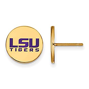 LSU Small (1? 2インチ) エナメルディスクイヤリング(ゴールドメッキ 