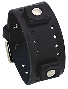 【中古】【輸入品・未使用】ネメシス# bn-kブラックWideレザーCuff Wrist Watch Band