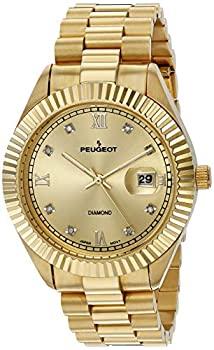 【中古】【輸入品・未使用】プジョーMen 's ' Diamond ' Quartz Metal andステンレススチールDress Watch%ｶﾝﾏ% Color : gold-toned (モデル: 153bk) L ゴールド