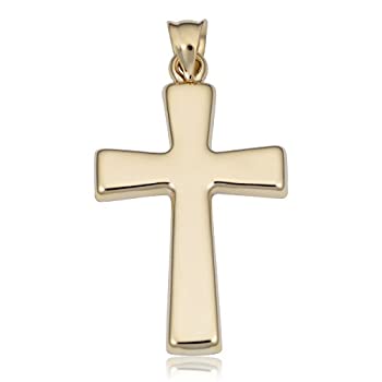 【中古】【輸入品・未使用】Kooljewelry メンズまたはレディース 14K イエローゴールド クロスペンダント 1.3インチ