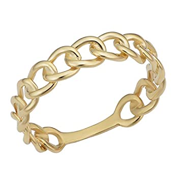 【中古】【インポート品・未当て嵌める】Kooljewelry 14K黄色ゴールド 4.5粍 カーブリンクリング