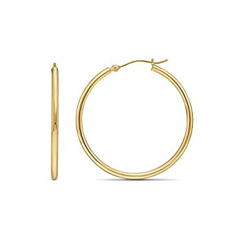 【中古】【輸入品・未使用】14K イエローゴールド クラシック シャイニーポリッシュラウンドフープイヤリング 2mmチューブ｜スカイマーケットプラス