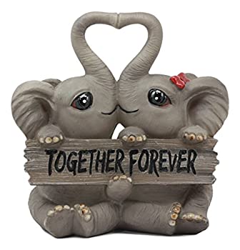 【中古】【輸入品・未使用】Ebros Together Forever キスする象のカップルの像 長さ6.25インチ ハート型のトランク付き 愛の象のタリスマン 幸運の守り 収集価値あり 141813