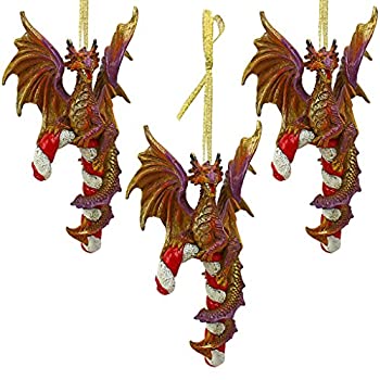 【中古】【輸入品・未使用】デザイントスカーノCane and Abelドラゴンの2017?Holiday Ornament、3のセット、マルチカラー