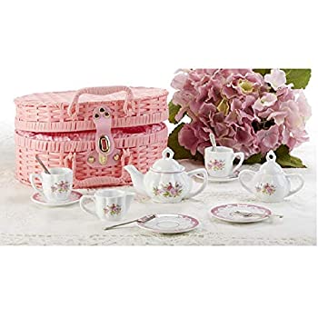 【中古】【輸入品・未使用】Delton製品Porcelain Teaセットin Basketラベンダーとバラ