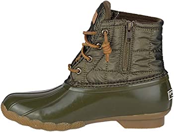 【中古】【インポート品・未当て嵌める】Product Sperry Women\u0027s Saltwater Shiny Quilted Booties Dark Olive 6 B M US