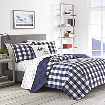 【中古】【インポート品・未当て嵌める】Eddie Bauer Home | レイクハウスコレクション | 寝具書き割り - 綿織物100% 軽さキルトベッドスプレッド エクストラコンフォート 第一人者 青碧