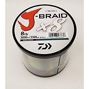 【中古】【インポート品・未当て嵌める】Daiwa JB8U8-3000DG J-Braid 8X バルク木管 うす暗い緑であること 3000m 8重量ポンド 取り調べる