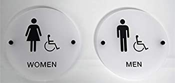 【中古】【輸入品・未使用】Designer ADA メンズ レディース トイレサインセット 点字とスタンドオフマウント付き 9インチ ラウンドフロスト