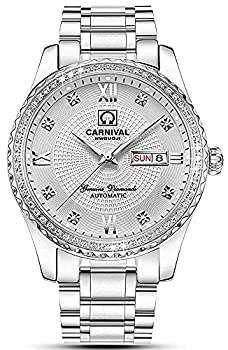 【中古】【インポート品・未当て嵌める】CARNIVALカーニバル） ウオッチ 自動小銃一巻き 雨合羽 夜光 金剛石かざり付ける メンズ 白いこと