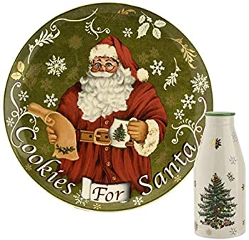 【中古】【輸入品・未使用】Spode Christmas Tree 2Pc Cookies Santa Plate＆Bottle