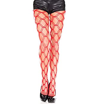 【中古】【輸入品・未使用】MUSIC LEGS(ミュージックレッグ)マルチストランド ビッグダイアモンドネット シームレス パンティストッキング レッド 5042