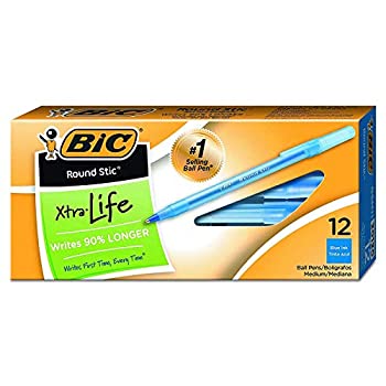 【中古】【輸入品・未使用】Round Stic Xtra Precision ボールペン 細字 (0.8mm) ブルー 12本 4本パック