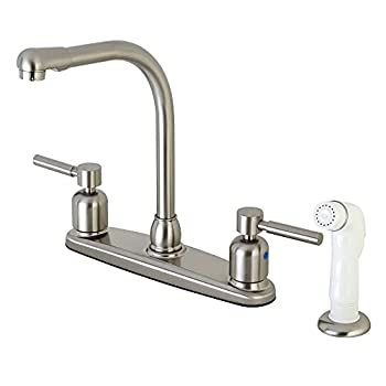 【中古】【輸入品・未使用】Kingston Brass FB718DL Concord 8-Inch Center Set High Arch Kit Faucet with Plastic Sprayer%ｶﾝﾏ% Brushed Nickel 141［並行輸入］