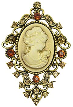 【中古】【輸入品・未使用】Gyn&Joy クリスタルラインストーンピンブローチ ビリアン カメオ レディース メイデン トパーズ BZ183G