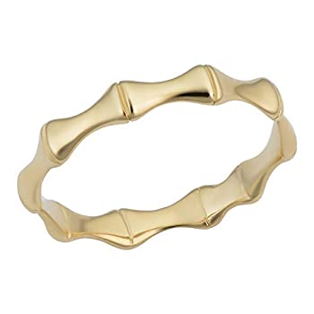 【中古】【輸入品・未使用】Kooljewelry 14Kイエローゴールド 3.4mm バンブーリング|スカイマーケットプラス