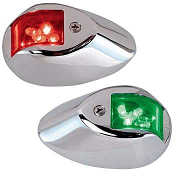 【中古】【インポート品・未当てはめる】Perko - LEDの傍えともし火 - 緑であること/赤いこと - 12V - クロムメッキハウジング