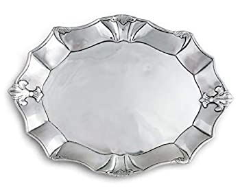 【中古】【輸入品・未使用】Arthur Court Designs アルミ製フルール・ド・リス 楕円形大皿 19インチ x 14インチ
