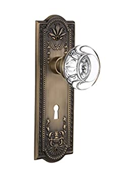 【中古】【輸入品・未使用】Nostalgic Warehouse Meadows 鍵穴付きプレート ラウンド型クリアクリスタルガラス製ノブ Mortise - 2.25%ダブルクォーテ% 712605 1|スカイマーケットプラス
