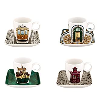 【中古】【インポート品・未当て嵌める】Vista Alegre%ﾀﾞﾌﾞﾙｸｫｰﾃ%Soul of Porto%ﾀﾞﾌﾞﾙｸｫｰﾃ% Porcelain Set of 4 Espresso Cup And Saucer