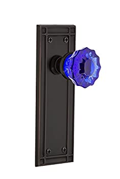 【中古】【輸入品・未使用】Nostalgic Warehouse 724690 ミッションプレート プライバシークリスタル コバルトガラス ドアノブ 流行に左右されないブロンズ製 2.375