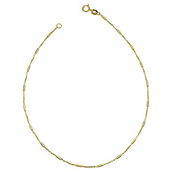 【中古】【輸入品・未使用】Kooljewelry 14K イエローゴールド チューブバー ステーションアンクレット 1.2mm 10インチ|スカイマーケットプラス