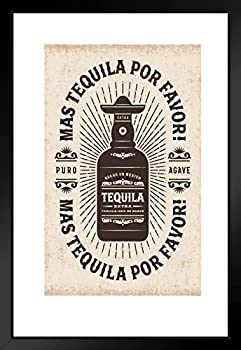 【中古】【インポート品・未当て嵌める】張り出し Foundry Mas Tequila Por Favor More Tequila Please Puro Agave ヴィンテージレトロタイポグラフィ マットフレームアートプリント 壁