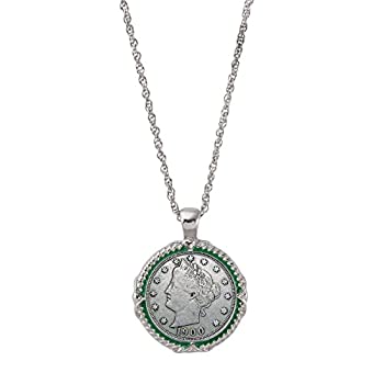 【中古】【輸入品・未使用】American Coin Treasures Liberty ニッケルグリーン エナメルコインペンダントネックレス
