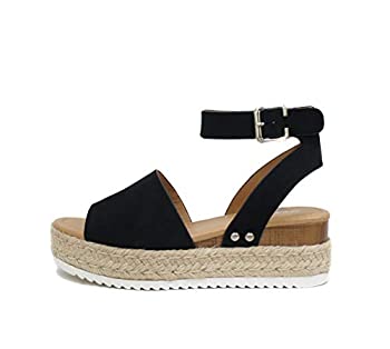 【中古】【輸入品・未使用】Soda Topic TopShoe Avenue レディース オープントゥ アンクルストラップ エスパドリーユサンダル US サイズ: 7 カラー: ブラック 15,211円