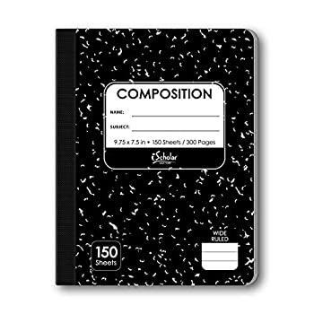 【中古】【輸入品・未使用】iScholar合成図書、150シート、ワイド罫線、9.75 X 7.5インチ、黒大理石カバー - 10150｜スカイマーケットプラス