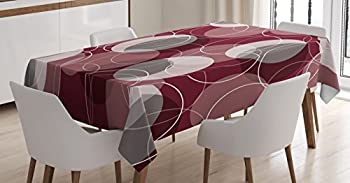 【中古】【輸入品・未使用】マルーンテーブルクロスby Ambesonne、レトロSkinnyリング図形Overlapping CirclesファンキーGroovy Artistic光学式、ダイニングルームキッチン｜スカイマーケットプラス