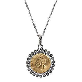 【中古】【輸入品・未使用】American Coin Treasures Miss Italy イタリアン20リラコインペンダントネックレス イタリアン20リラ シルバートーンペンダント ブロッサムベゼ
