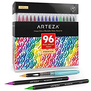【中古】【インポート品・未当て嵌める】Arteza Real Brush Pens%ｶﾝﾏ% 96 Paint Markers with Flexible Brush Tips%ｶﾝﾏ% Professional Watercolour Pens for Painting%ｶﾝﾏ% Drawing%ｶﾝﾏ%