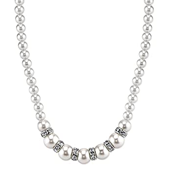 【中古】【輸入品・未使用】1928 Jewelry シルバートーン ホワイトグラデーション人工パールとクリスタルストランドネックレス 15インチ 調節可能