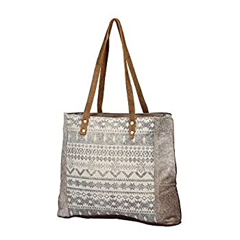 【中古】【輸入品・未使用】Myra Bag Silvan アップサイクルキャンバス&牛革レザートートバッグ S-1204 ブラウン ワンサイズ