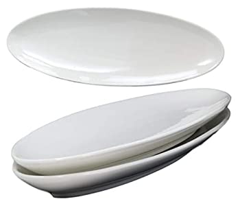 Ebros Kitchen ダイニング モダン コンテンポラリー 滑らかなデザイン ナチュラルホワイト磁器 オーバルプレート サービングプラッター レストラ