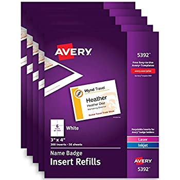 【中古】【輸入品・未使用】Avery名前バッジ挿入Refills、3インチx 4インチ、ボックスの300?(5392?) 5-pack｜スカイマーケットプラス