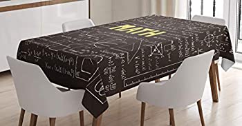 【中古】【輸入品・未使用】Ambesonne 数学教室用テーブルクロス ダーク黒板背景 数学方程式 幾何学軸アート ダイニングルーム キッチン 長方形テーブルカバー 幅52 x 長さ7｜スカイマーケットプラス