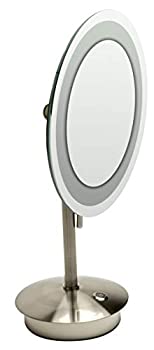 【中古】【輸入品・未使用】ALFI brandABM9FLED-BN Brushed Nickel Tabletop Round 9%ﾀﾞﾌﾞﾙｸｫｰﾃ% 5x Magnifying Cosmetic Mirror with Light