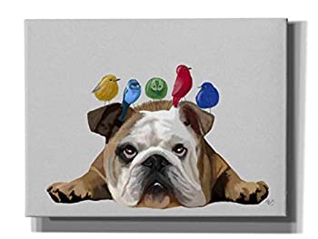 【中古】【輸入品・未使用】Fab Funky Giclee キャンバスウォールアート エピックグラフィティ イングリッシュブルドッグと鳥 18%ﾀﾞﾌﾞﾙｸｫｰﾃ% x 16%ﾀﾞﾌﾞﾙｸｫｰﾃ% ホワイト EPIC