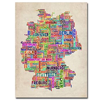 【中古】【輸入品・未使用】Michael Tompsettによるドイツ語の地図キャンバスアート 18 by 24-Inch MT0081-C1824GG