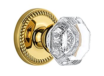【中古】【輸入品・未使用】GrandeurニューポートRosette withシャンボールクリスタルノブ、Passage???2.375インチ、Polished Brass|スカイマーケットプラス