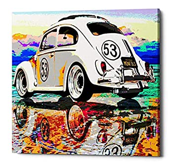 【中古】【輸入品・未使用】Epicグラフィティ%ダブルクォーテ% Herbie at the beach %ダブルクォーテ% by Monfils、Gicleeキャンバス壁アート 18%ダブルクォーテ%x18%ダブルクォーテ% オレンジ E|スカイマーケットプラス