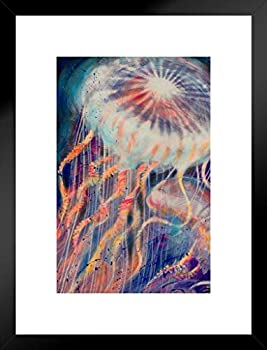 【中古】【輸入品・未使用】ステファン・フィッシュウィックによるジェリークラゲの浮き絵 アートクラゲのサイン クールな魚のポスター マリンアート クラゲの装飾 スイミン